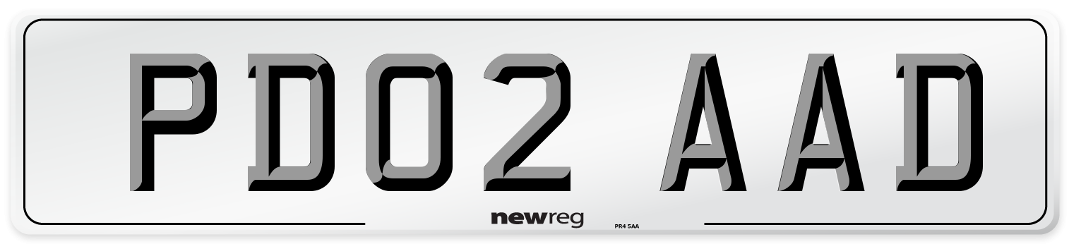 PD02 AAD Number Plate from New Reg